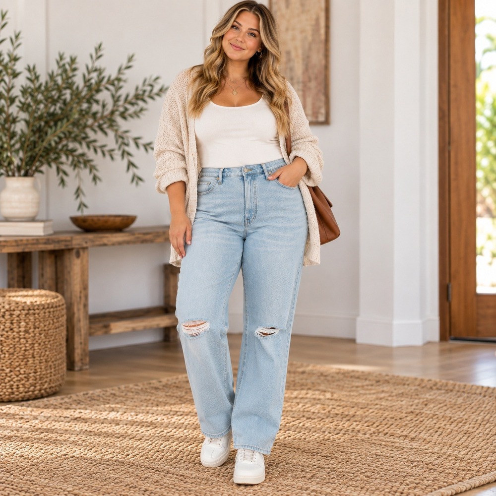 Madewell Jeans Size 35X29 Distressed Jeans Light Wash Blue Wide Leg